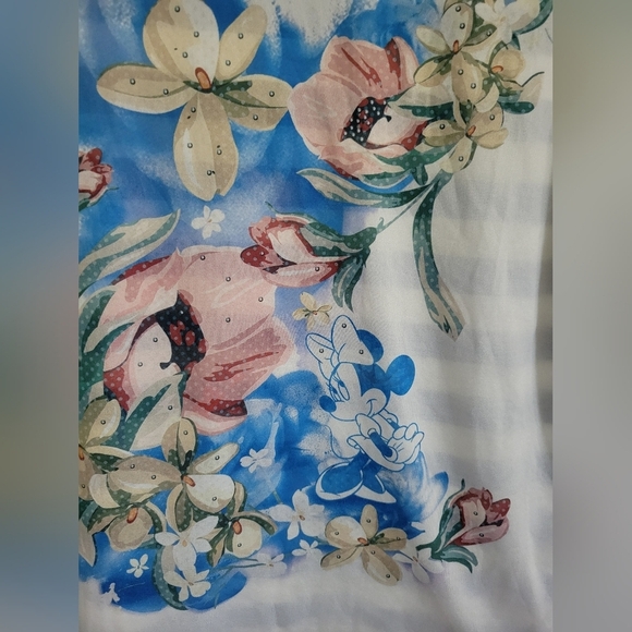 Disney Boutique Women’s Blue Minnie Mouse Floral Striped Size Medium - Picture 3 of 5
